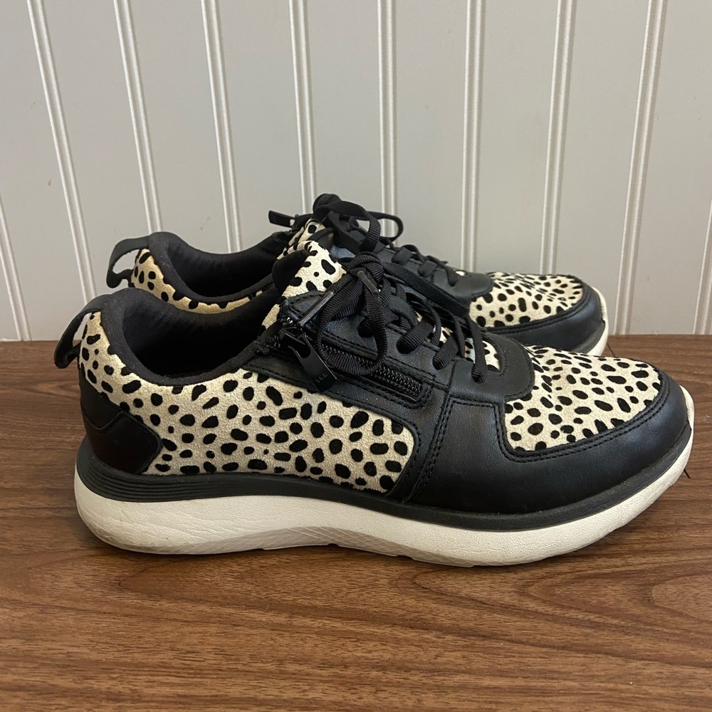 Vionic Remi Spot Sneaker Black Tan Cheetah Leopard Animal Print Tie Zip Womens 8 - Picture 8 of 15